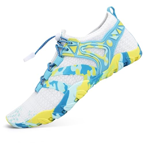 WateLves Badeschuhe Damen Herren Wasserschuhe Schwimmschuhe Strandschuhe Aquaschuhe Schnell Trocknend Surfschuhe Unisex Sommer(Tarnung Blau 37) von WateLves