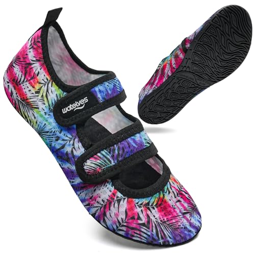 WateLves Badeschuhe Wasserschuhe Herren Damen Schwimmschuhe Strandschuhe Aquaschuhe Schnell Trocknend Breathable Surfschuhe Beach Pool Unisex(Bunte Blätter 40/41) von WateLves