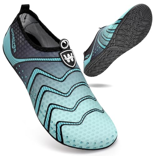 WateLves Badeschuhe Wasserschuhe Herren Damen Schwimmschuhe Strandschuhe Aquaschuhe Schnell Trocknend Breathable Surfschuhe Beach Pool Unisex（Fluoreszierendes Blau 38/39） von WateLves