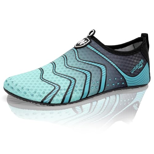 WateLves Badeschuhe Wasserschuhe Herren Damen Schwimmschuhe Strandschuhe Aquaschuhe Schnell Trocknend Breathable Surfschuhe Beach Pool Unisex（Fluoreszierendes Blau 40/41） von WateLves