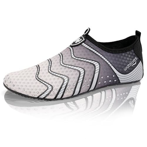 WateLves Badeschuhe Wasserschuhe Herren Damen Schwimmschuhe Strandschuhe Aquaschuhe Schnell Trocknend Breathable Surfschuhe Beach Pool Unisex（Interstellar grau 40/41） von WateLves