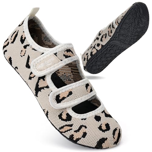 WateLves Badeschuhe Wasserschuhe Herren Damen Schwimmschuhe Strandschuhe Aquaschuhe Schnell Trocknend Breathable Surfschuhe Beach Pool Unisex(Leopard Hellbraun 42/43) von WateLves