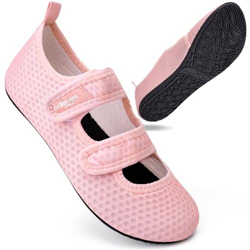 WateLves Badeschuhe Wasserschuhe Herren Damen Schwimmschuhe Strandschuhe Aquaschuhe Schnell Trocknend Breathable Surfschuhe Beach Pool Unisex(Masche Rosa 42/43) von WateLves