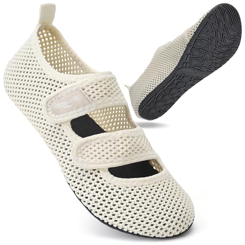 WateLves Badeschuhe Wasserschuhe Herren Damen Schwimmschuhe Strandschuhe Aquaschuhe Schnell Trocknend Breathable Surfschuhe Beach Pool Unisex(Masche Weiß 40/41) von WateLves