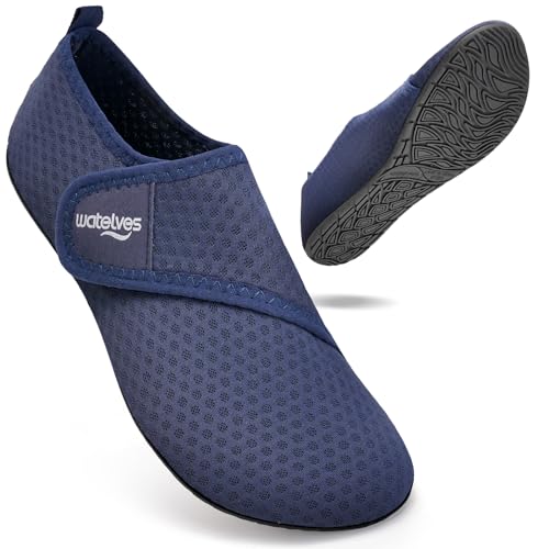 WateLves Badeschuhe Wasserschuhe Herren Damen Schwimmschuhe Strandschuhe Aquaschuhe Schnell Trocknend Breathable Surfschuhe Beach Pool Unisex（Schneeflocke Blau 50/51） von WateLves