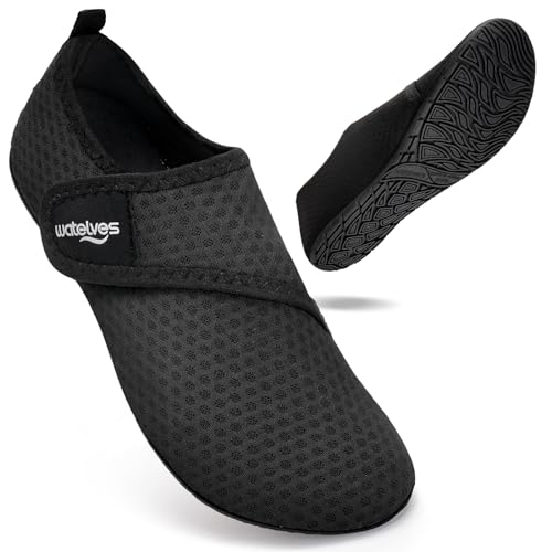 WateLves Badeschuhe Wasserschuhe Herren Damen Schwimmschuhe Strandschuhe Aquaschuhe Schnell Trocknend Breathable Surfschuhe Beach Pool Unisex（Schneeflocke schwarz 34/35） von WateLves