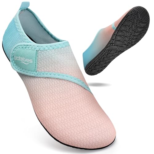 WateLves Badeschuhe Wasserschuhe Herren Damen Schwimmschuhe Strandschuhe Aquaschuhe Schnell Trocknend Breathable Surfschuhe Beach Pool Unisex（blau orange 36/37） von WateLves