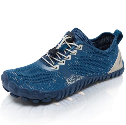 WateLves Barfuss Schuhe Damen Fitnessschuhe Knit Barfußschuhe Herren Minimalistische Breiter Zehenbox(Blau,38EU) von WateLves