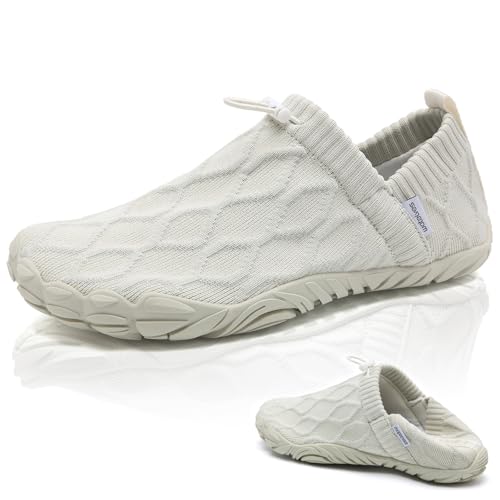 WateLves Barfußschuhe Damen Herren Zehenschuhe Traillaufschuhe Weich Hausschuhe Bequem Barfussschuhe Fitnessschuhe Männer Frauen Trainingsschuhe für Joggen Wandern Minimalistische (097Beige,39EU) von WateLves