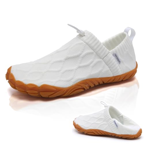 WateLves Barfußschuhe Damen Herren Zehenschuhe Traillaufschuhe Weich Hausschuhe Bequem Barfussschuhe Fitnessschuhe Männer Frauen Trainingsschuhe für Joggen Wandern Minimalistische (097Weiß,47EU) von WateLves
