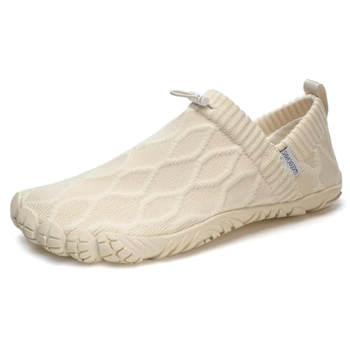 WateLves Barfußschuhe Damen Herren Zehenschuhe Traillaufschuhe Weich Hausschuhe Bequem Barfussschuhe Fitnessschuhe Männer Frauen Trainingsschuhe für Joggen Wandern Minimalistische (Hellbeige,40EU) von WateLves