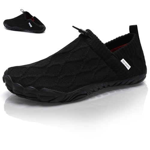 WateLves Barfußschuhe Damen Herren Zehenschuhe Traillaufschuhe Weich Hausschuhe Bequem Barfussschuhe Fitnessschuhe Männer Frauen Trainingsschuhe für Joggen Wandern Minimalistische (Schwarz,41EU) von WateLves