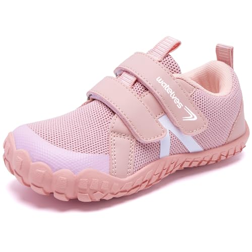 WateLves Barfußschuhe Kinder Barfussschuhe mit Klettverschluss Jungen Atmungsaktiv(Blassrosa 33EU) von WateLves