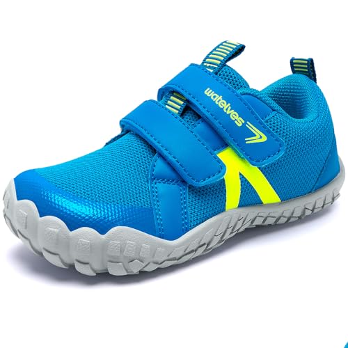 WateLves Barfußschuhe Kinder Barfussschuhe mit Klettverschluss Jungen Atmungsaktiv(Blau 29EU) von WateLves