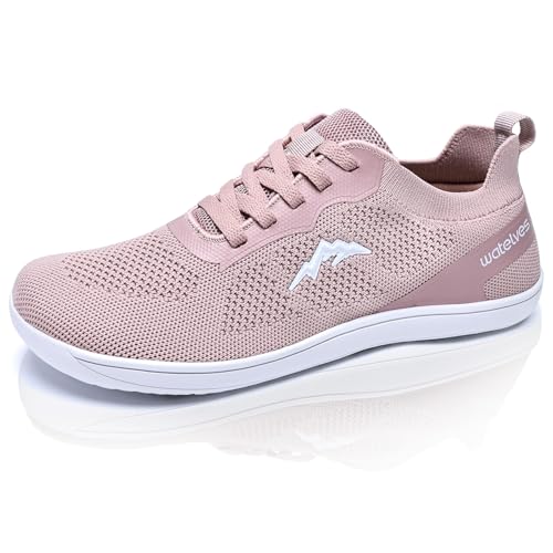 WateLves Breite Barfuss Schuhe Damen Barfußschuhe Herren Minimalistische Traillaufschuhe Leichte Atmungsaktiv Walkingschuhe Fitnessschuhe(Rosa,41EU) von WateLves