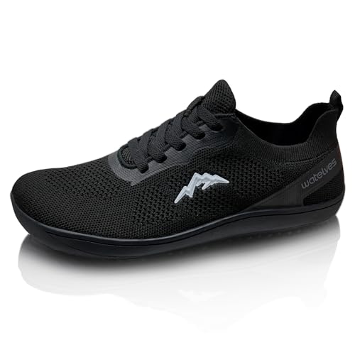 WateLves Breite Barfuss Schuhe Damen Barfußschuhe Herren Minimalistische Traillaufschuhe Leichte Atmungsaktiv Walkingschuhe Fitnessschuhe(Schwarz,43EU) von WateLves