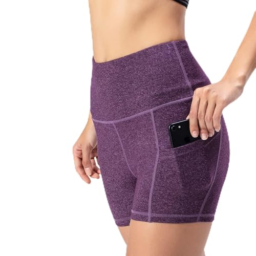 Damen Leggings Yogahosen Sporthose Tights Laufhose High Waist mit Taschen Dehnbar Jogginghose Yoga Sport Fitness Laufen(Lila,M von WateLves