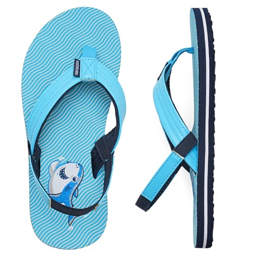 WateLves Flip Flops Kinder Badelatschen Kinder Sommer Zehentrenner Strand Sandalen MäDchen Jungen Unisex(Blauer Hai 26/27 EU) von WateLves