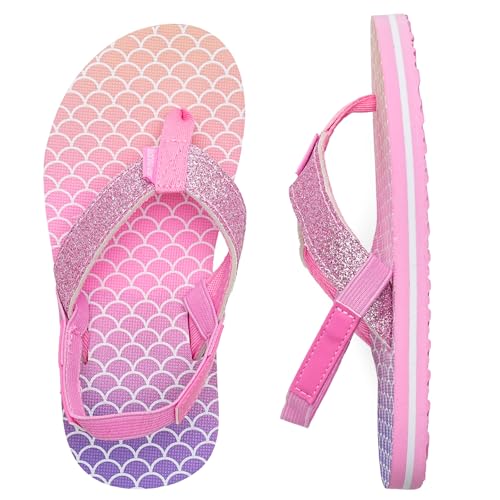 WateLves Flip Flops Kinder Badelatschen Kinder Sommer Zehentrenner Strand Sandalen MäDchen Jungen Unisex(Gradient Fischschuppe 28/29 EU) von WateLves