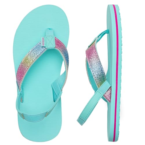 WateLves Flip Flops Kinder Badelatschen Kinder Sommer Zehentrenner Strand Sandalen MäDchen Jungen Unisex(Mondlicht Glitzer 28/29 EU) von WateLves