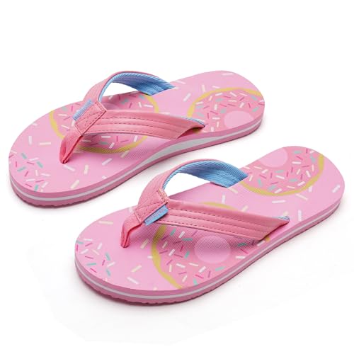 WateLves Flip Flops Kinder Zehentrenner Mädchen Jungen Badelatschen Sommer Strand und Pool Rutschfeste Zehensandalen(Krapfen, 33EU) von WateLves