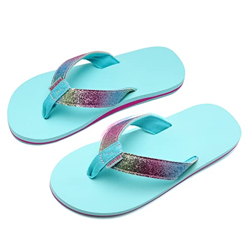 WateLves Flip Flops Kinder Zehentrenner Mädchen Jungen Badelatschen Sommer Strand und Pool Rutschfeste Zehensandalen(Mondgrün, 37EU) von WateLves