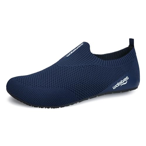 WateLves Wasserschuhe Badeschuhe Hausschuhe Sockenschuhe Hüttenschuhe Damen Herren Unisex Strand Schwimmen Atmungsaktiv Leicht ElastizitäT Rutschhemmend(Marineblau 42/43) von WateLves