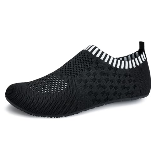 WateLves Wasserschuhe Badeschuhe Hausschuhe Sockenschuhe Hüttenschuhe Damen Herren Unisex Strand Schwimmen Atmungsaktiv Leicht ElastizitäT Rutschhemmend(Schwarz 38/39) von WateLves