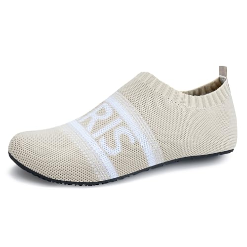 WateLves Wasserschuhe Badeschuhe Hausschuhe Sockenschuhe Hüttenschuhe Damen Herren Unisex Strand Schwimmen Atmungsaktiv Leicht ElastizitäT Rutschhemmend(Reisweiß 42/43) von WateLves