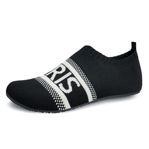 WateLves Wasserschuhe Badeschuhe Hausschuhe Sockenschuhe Hüttenschuhe Damen Herren Unisex Strand Schwimmen Atmungsaktiv Leicht ElastizitäT Rutschhemmend(Schwarz Weiß 42/43) von WateLves
