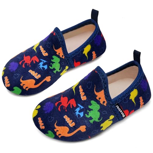 WateLves Hausschuhe Kinder Jungen Kleinkind Innen Außen kinder Kindergarten Pantoffeln Und Rrutschfester Sohle(Dinosaurier 24/25) von WateLves