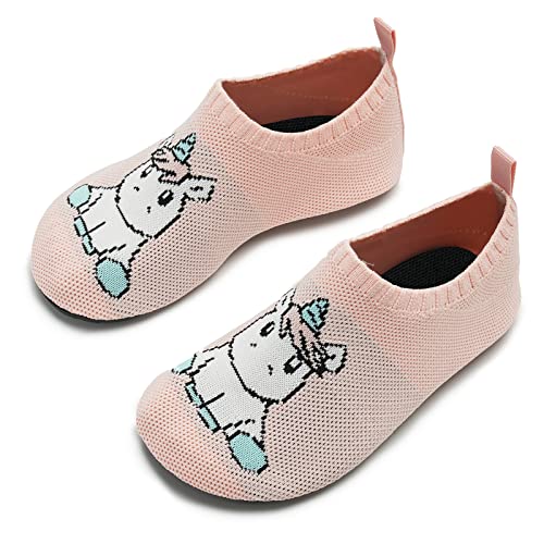 WateLves Hausschuhe Kinder Mädchen Slipper Rutschfeste Leichte Turnschläppchen Flexibe Atmungsaktive Barfuss Pantoffeln Kindergarten(Nackt,26 27 EU) von WateLves