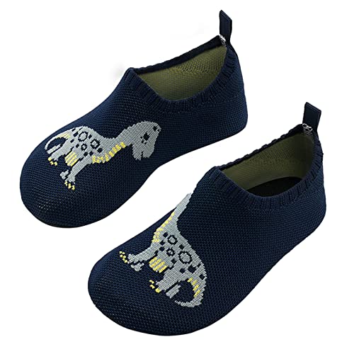 WateLves Hausschuhe Kinder Mädchen Slipper Rutschfeste Leichte Turnschläppchen Flexibe Atmungsaktive Barfuss Pantoffeln Kindergarten(Wl Navy Blau,28 29 EU) von WateLves