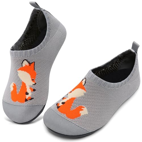 WateLves Hausschuhe Kinder Mädchen Slipper rutschfeste Leichte Turnschläppchen Flexibe Atmungsaktive Barfuss Pantoffeln Kindergarten Unisex(Orangenfuchs,20 21 EU) von WateLves