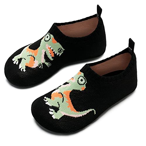 WateLves Hausschuhe Kinder Mädchen Slipper rutschfeste Leichte Turnschläppchen Flexibe Atmungsaktive Barfuss Pantoffeln Kindergarten Unisex(Bwl Schwarz,22 23 EU) von WateLves