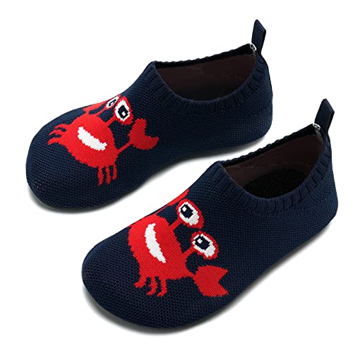 WateLves Hausschuhe Kinder Jungen Mädchen Slipper rutschfeste Leichte Turnschläppchen Flexibe Atmungsaktive Barfuss Pantoffeln Kindergarten Unisex(Krabbe.rot 34/35 EU) von WateLves