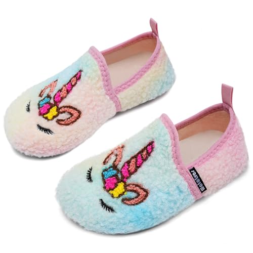 WateLves Hausschuhe Kinder Mädchen Kleinkind Innen Außen kinder Kindergarten Pantoffeln Und Rrutschfester Sohle(Einhorn 28/29) von WateLves