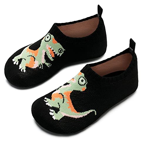 WateLves Hausschuhe Kinder Mädchen Slipper rutschfeste Leichte Turnschläppchen Flexibe Atmungsaktive Barfuss Pantoffeln Kindergarten Unisex(Bwl Schwarz,20 21 EU) von WateLves