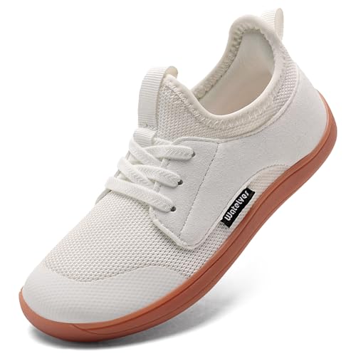 WateLves Kinder Barfußschuhe Breite Jungen Mädchen Kleinkind Barfussschuhe Minimalistische Barefoot Sneaker Hausschuhe Ohne Verschluss(Weiß, 30EU) von WateLves