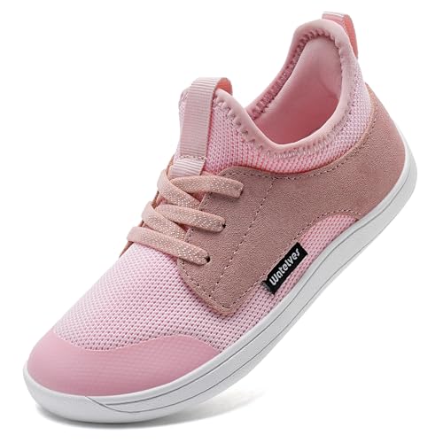 WateLves Kinder Barfußschuhe Breite Jungen Mädchen Kleinkind Barfussschuhe Minimalistische Barefoot Sneaker Hausschuhe Ohne Verschluss(Pink, 34EU) von WateLves
