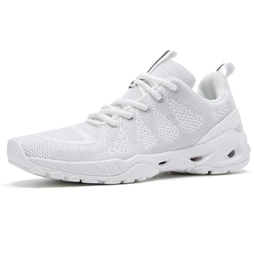 WateLves Laufschuhe Herren Damen Turnschuhe Atmungsaktiv Sportschuhe Leichtgewichts rutschfeste Walkingschuhe (101 weiß, 45EU) von WateLves