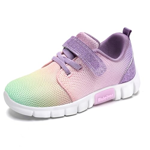 WateLves Mädchen Turnschuhe Kinder Sportschuhe Laufschuhe Hallenschuhe Klettverschluss Sneakers für Jugendliche (Regenbogenverlauf 34 von WateLves