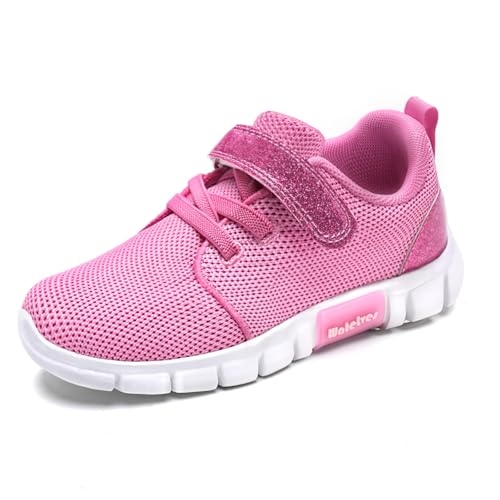 WateLves Mädchen Turnschuhe Kinder Sportschuhe Laufschuhe Hallenschuhe Klettverschluss Sneakers für Jugendliche (Rosenrot 32 von WateLves