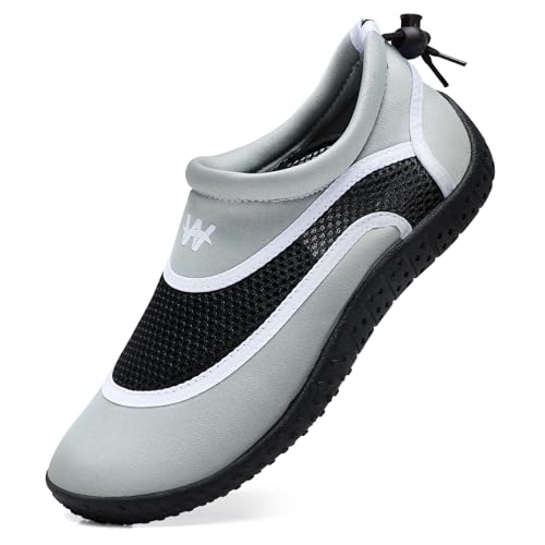 WateLves Wasserschuhe Badeschuhe Aquaschuhe Herren Damen Schnell Trocknend Atmungsaktiv Einstellbar Surf Pool Strand Unisex(Tiefgrau 38) von WateLves