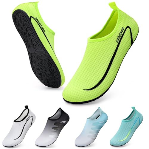 WateLves Wasserschuhe Badeschuhe Damen Herren Aquaschuhe Strandschuhe Schnell Trocknend Slip on Breathable Surfschuhe Unisex Schwimmschuhe für Beach Pool Surfen Yoga Hellgrün 42/43 von WateLves