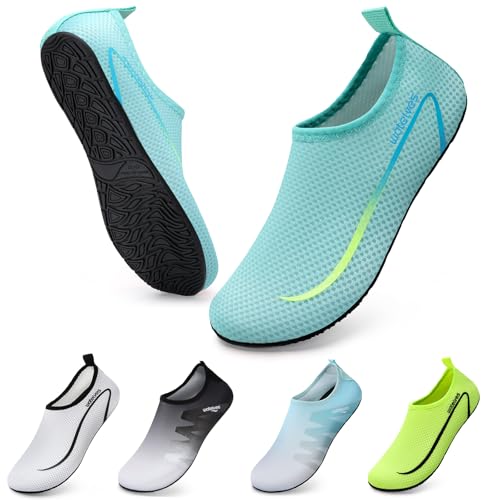 WateLves Wasserschuhe Badeschuhe Damen Herren Aquaschuhe Strandschuhe Schnell Trocknend Slip on Breathable Surfschuhe Unisex Schwimmschuhe für Beach Pool Surfen Yoga HimmelBlau 38/39 von WateLves