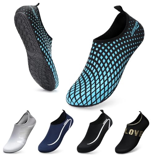 WateLves Wasserschuhe Badeschuhe Damen Herren Aquaschuhe Strandschuhe Schnell Trocknend Slip on Breathable Surfschuhe Unisex Schwimmschuhe für Beach Pool Surfen Yoga Quadratisch Blau 46/47 von WateLves