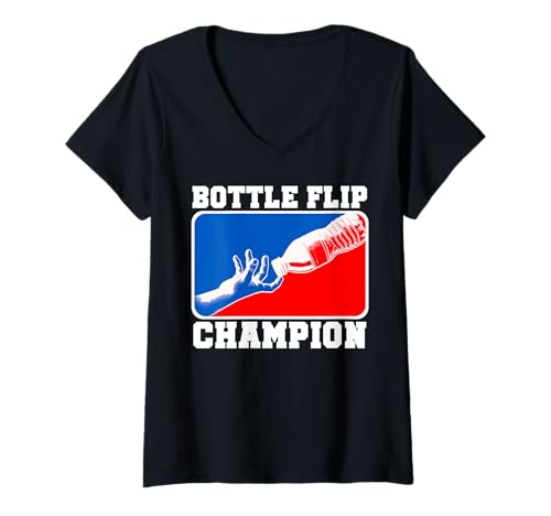 Damen Wasserflasche, Flip-Weltmeister, lustiges cooles Design T-Shirt mit V-Ausschnitt Damen Wasserflasche, Flip-Weltmeister, lustiges cooles Design T-Shirt mit V-Ausschnitt von Water Bottle Flipping Design For Flip Legend Tees
