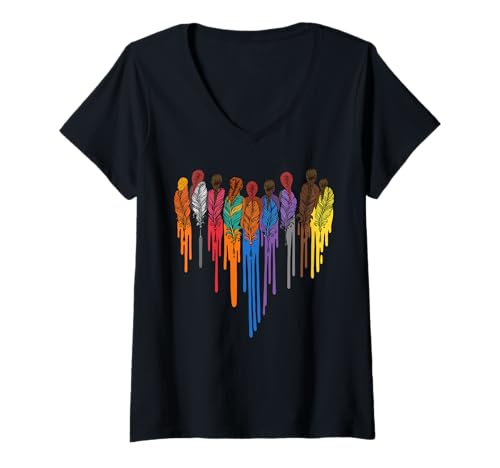 Damen Watercolor Native American Tribal Heart Art Ethnic Design T-Shirt mit V-Ausschnitt Damen Watercolor Native American Tribal Heart Art Ethnic Design T-Shirt mit V-Ausschnitt von Watercolor Native American Heart Tee