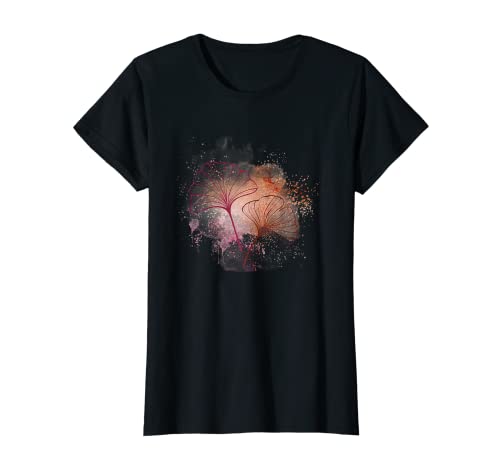 Damen Gingko Aquarell T-Shirt Damen Gingko Aquarell T-Shirt von Watercolor Splash Flower Shirts Floral Leaves